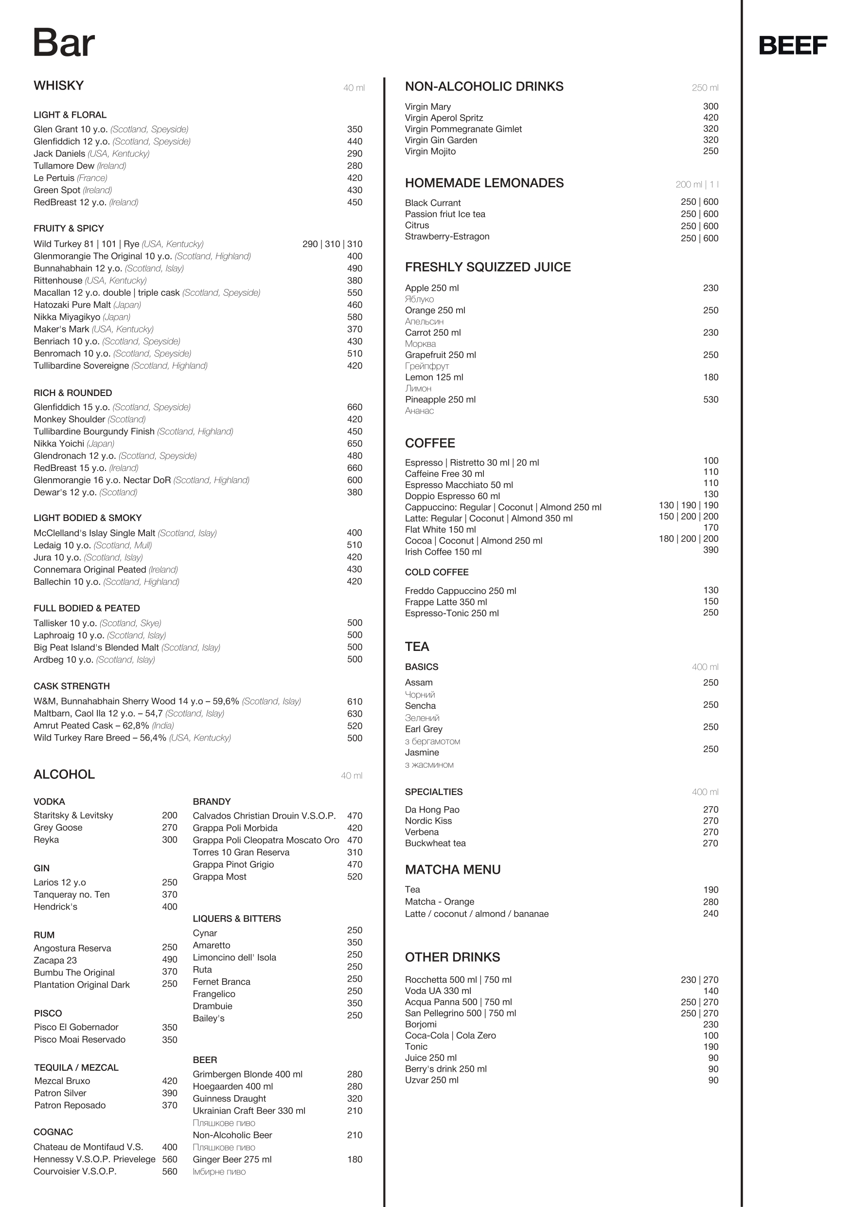 menu